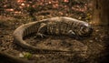 Lizard called lagarto overo, iguana (Salvator merianae) on the floor in El Palmar, Entre RÃÂ­os, Argentina Royalty Free Stock Photo