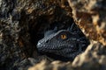 a lizard in a hole in rocks Royalty Free Stock Photo