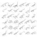 Lizard icons set vector outline Royalty Free Stock Photo