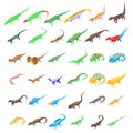 Lizard icons set, isometric style