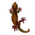 Lizard isolated on white background. Australia aboriginal lizard dot painting. Royalty Free Stock Photo