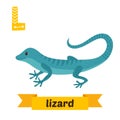 Lizard. L letter. Cute children animal alphabet in vector. Funny Royalty Free Stock Photo