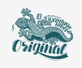 Lizard label t-shirt design. Vintage animal vector illustration