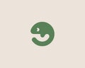 Lizard logo template. Cute green gecko icon in flat style. Minimalist chameleon logotype. Vector illustration.