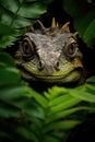 a lizard looking out from behind leaves Royalty Free Stock Photo