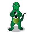 Lizard mascot cartoon holding soccer ball vector template Royalty Free Stock Photo