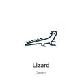 Lizard outline vector icon. Thin line black lizard icon, flat vector simple element illustration from editable desert concept