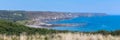 The Lizard peninsula coast Cornwall to Kennack Sands sunny blue sky summer day panorama