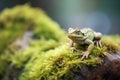 lizard resting on rock with moss Royalty Free Stock Photo