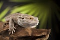 Lizard root, Bearded Dragon on green background Royalty Free Stock Photo