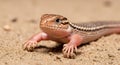 lizard on sand close up detailed macro shot Royalty Free Stock Photo