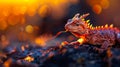 A lizard sitting on top of a rock with a fire in its mouth Royalty Free Stock Photo
