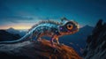 A lizard that is standing on a rock. Generative AI image. Royalty Free Stock Photo