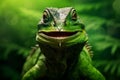 green glasses close-up animal lizard reptile iguana wildlife scale portrait. Generative AI.