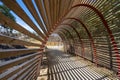 lizard tunnel in wooden slats of people's passage inside the Barrosal park in Castelo Branco.