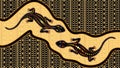 Lizard vector, Aboriginal art background with lizard, Landscape based on aboriginal style of dot painting.