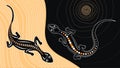 Lizard vector, Aboriginal art background with lizard