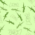 Lizard vector seamless pattern on green background Royalty Free Stock Photo