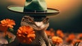 Close-up Skink In A Cowboy Hat Vray Tracing Adventure With Classicism Style