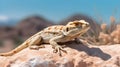 Lizard Enjoying the Sun on a Rock in Desert