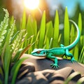 lizards in grass, AI-Generatet Royalty Free Stock Photo