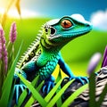 lizards in grass, AI-Generatet Royalty Free Stock Photo