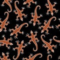 Seamless vector square pattern. Brown lizards pattern.