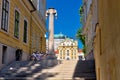 Ljubljana architecture and Church of Holy Trinity Royalty Free Stock Photo