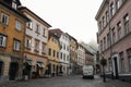 Autumn morning city view of old town with old building, Ljubljana Royalty Free Stock Photo