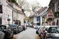 Autumn morning city view of old town with old building, Ljubljana Royalty Free Stock Photo