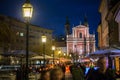 Ljubljana, capital of Slovenia, at night.