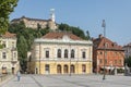 Ljubljana Castle and Congress square in Ljubljana, Slovenia Royalty Free Stock Photo