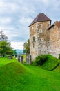 Ljubljana castle. The historic medieval building with park around. Old Slovenia fortress in the center of Slovenia capital city