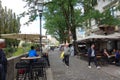 Ljubljana city center streets shops Royalty Free Stock Photo