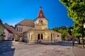 Ljubljana cobbled old street and architecture view Royalty Free Stock Photo