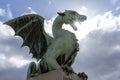 Ljubljana historical monument dragon - mythology of medieval Europe Royalty Free Stock Photo