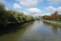 Ljubljana river image with willows Royalty Free Stock Photo
