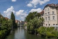 Ljubljana, skyline, Ljubljanica, river, Slovenia, Europe, panoramic view, canal