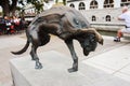 LJUBLJANA, SLOVENIA - AUGUST 15, 2017: Modern statue of dog by Jacov Brdar on Butcher Bridge