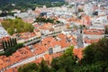 Ljubljana, Slovenia - August 15, 2017 - panoramic view to the old city from the top of The Ljubljana Castle Royalty Free Stock Photo