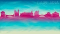 Ljubljana Slovenia City Skyline Silhouette Vector. Broken Glass Abstract Geometric Dynamic Textured. Banner Background. Colorful S