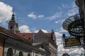 Ljubljana, Slovenia, Europe, Dragon city, skyline, canopy, architecture, Art Nouveau, Mestna Hranilnica Ljubljanska, bank, sign
