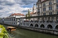 Ljubljana, Slovenia, Europe, skyline, canal, river, cruise, tourist boat, Ljubljanica