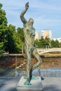 Scary Sculpture of Prometheus at Butcher's Bridge in Ljubljana, slovenia