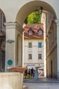 LJUBLJANA, SLOVENIA, 5th AUGUST 2019: Arch in the streets of the historic center