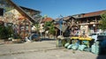 Ljubljana, Slovenia - 07/19/2015 - View of Metelkova in city center, artistic district with colored buildings, graffitti, Royalty Free Stock Photo