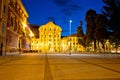 Ljubljana square and church evening view Royalty Free Stock Photo