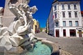 Ljubljana square fountain and street view Royalty Free Stock Photo