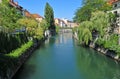 Ljubljanica river and old city center, Ljubljana, Slovenia