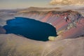 LjÃÂ³tipollur Volcano Crater Lake in Iceland.Picture made by drone from above Royalty Free Stock Photo